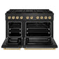 ZLINE Autograph Edition 48 in. 6.7 cu. ft. Paramount Dual Fuel Range with 8 Burner DuoPro™ Cooktop and Dual Ovens in Black Satin Stainless Steel and Champagne Bronze Accents, Open Box-Good Condition