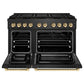 ZLINE Autograph Edition 48 in. 6.7 cu. ft. Paramount Dual Fuel Range with 8 Burner DuoPro™ Cooktop and Dual Ovens in Black Satin Stainless Steel and Polished Gold Accents, Open Box-Great Condition