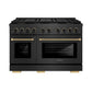 ZLINE Designer Collection 48 in. 6.7 cu. ft. Paramount Dual Fuel Range with 8 Burner DuoPro™ Cooktop and Dual Ovens in Black Satin Stainless Steel with Matte Black and Champagne Bronze Accents, Open Box-Good Condition
