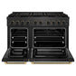 ZLINE Designer Collection 48 in. 6.7 cu. ft. Paramount Dual Fuel Range with 8 Burner DuoPro™ Cooktop and Dual Ovens in Black Satin Stainless Steel with Matte Black and Champagne Bronze Accents, Open Box-Great Condition