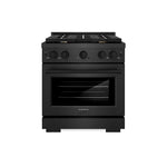 ZLINE 30 in. 4.2 cu. ft. Paramount Gas Range with Convection Gas Oven in Black Satin Stainless Steel with 4 Brass Burners (SGRBS-BR-30) front.