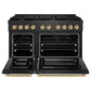 ZLINE Autograph Edition 48 in. 6.7 cu. ft. Paramount Double Oven Gas Range with 8 Burner Cooktop in Black Satin Stainless Steel and Champagne Bronze Accents, Open Box-Great Condition