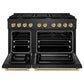 ZLINE Autograph Edition 48 in. 6.7 cu. ft. Paramount Double Oven Gas Range with 8 Burner Cooktop in Black Satin Stainless Steel and Champagne Bronze Accents, Open Box-Good Condition