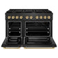 ZLINE Autograph Edition 48 in. 6.7 cu. ft. Paramount Double Oven Gas Range with 8 Burner Cooktop in Black Satin Stainless Steel and Polished Gold Accents, Open Box-Good Condition
