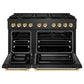 ZLINE Autograph Edition 48 in. 6.7 cu. ft. Paramount Double Oven Gas Range with 8 Burner Cooktop in Black Satin Stainless Steel and Polished Gold Accents, Open Box-Great Condition