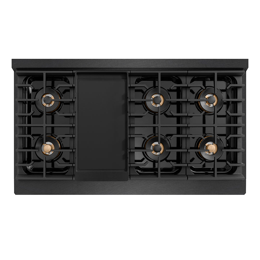 ZLINE 48 in. 6.7 cu. ft. Paramount Gas Range with 8 Burner DuoPro™ Cooktop and Dual Ovens in Black Satin Stainless Steel, Open Box-Good Condition