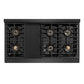 ZLINE Autograph Edition 48 in. 6.7 cu. ft. Paramount Gas Range with 8 Burner DuoPro™ Cooktop and Dual Ovens in Black Satin Stainless Steel and Champagne Bronze Accents, Open Box-Good Condition