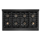 ZLINE Autograph Edition 48 in. 6.7 cu. ft. Paramount Gas Range with 8 Burner DuoPro™ Cooktop and Dual Ovens in Black Satin Stainless Steel and Polished Gold Accents, Open Box-Good Condition