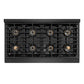 ZLINE Autograph Edition 48 in. 6.7 cu. ft. Paramount Gas Range with 8 Burner DuoPro™ Cooktop and Dual Ovens in Black Satin Stainless Steel and Champagne Bronze Accents, Open Box-Great Condition