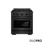 ZLINE 30 in. 4.2 cu. ft. Paramount Gas Range with 4 Burner DuoPro™ Cooktop and Convection Gas Oven in Black Satin Stainless Steel, Open Box-Good Condition