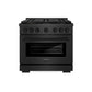 ZLINE 36 in. 5.2 cu. ft. Paramount Gas Range with 6 Burner DuoPro™ Cooktop and Convection Gas Oven in Black Satin Stainless Steel (PSGRBS-36) front.