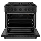 ZLINE 36 in. 5.2 cu. ft. Paramount Gas Range with 6 Burner DuoPro™ Cooktop and Convection Gas Oven in Black Satin Stainless Steel, Open Box-Good Condition