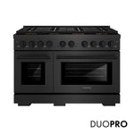 ZLINE 48 in. 6.7 cu. ft. Paramount Gas Range with 8 Burner DuoPro™ Cooktop and Dual Ovens in Black Satin Stainless Steel, Open Box-Good Condition