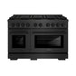 ZLINE 48 in. 6.7 cu. ft. Paramount Gas Range with 8 Burner DuoPro™ Cooktop and Dual Ovens in Black Satin Stainless Steel, Open Box-Great Condition