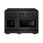 ZLINE 48 in. 6.7 cu. ft. Paramount Gas Range with 8 Burner DuoPro™ Cooktop and Dual Ovens in Black Satin Stainless Steel, Open Box-Good Condition