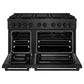 ZLINE 48 in. 6.7 cu. ft. Paramount Gas Range with 8 Burner DuoPro™ Cooktop and Dual Ovens in Black Satin Stainless Steel, Open Box-Great Condition