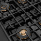 ZLINE Designer Collection 30 in. 4.2 cu. ft. Paramount Gas Range with 4 Burner DuoPro™ Cooktop and Convection Gas Oven in Black Satin Stainless Steel with Matte Black and Champagne Bronze Accents, Open Box-Good Condition