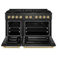 ZLINE Autograph Edition 48 in. 6.7 cu. ft. Paramount Gas Range with 8 Burner DuoPro™ Cooktop and Dual Ovens in Black Satin Stainless Steel and Champagne Bronze Accents, Open Box-Good Condition