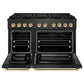 ZLINE Autograph Edition 48 in. 6.7 cu. ft. Paramount Gas Range with 8 Burner DuoPro™ Cooktop and Dual Ovens in Black Satin Stainless Steel and Polished Gold Accents, Open Box-Good Condition