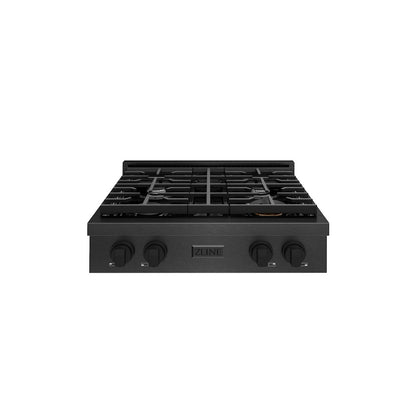 ZLINE 30 in. Paramount Gas Rangetop with 4 Burners and Porcelain Cooktop in Black Satin Stainless Steel, Open Box-Good Condition