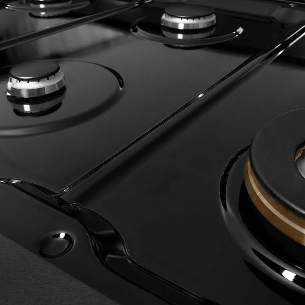 ZLINE 48 in. Paramount Gas Rangetop with 8 Burners and Porcelain Cooktop in Black Satin Stainless Steel (SRTBS-48)