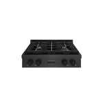 ZLINE 30 in. Paramount Gas Rangetop with 4 Brass Burners and Porcelain Cooktop in Black Satin Stainless Steel (SRTBS-BR-30) front.