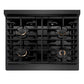 ZLINE Autograph Edition 30 in. Paramount Gas Rangetop with 4 Burners and Porcelain Cooktop in Black Satin Stainless Steel with Champagne Bronze Accents, Open Box-Good Condition
