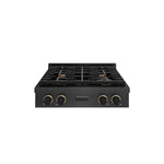 ZLINE Designer Collection 30 in. Paramount Gas Rangetop with 4 Burners in Black Satin Stainless Steel with Matte Black and Champagne Bronze Accents, Open Box-Good Condition