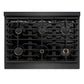 ZLINE Autograph Edition 36 in. Paramount Gas Rangetop with 6 Burners and Porcelain Cooktop in Black Satin Stainless Steel with Champagne Bronze Accents, Open Box-Good Condition