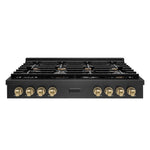 ZLINE Autograph Edition 48 in. Paramount Gas Rangetop with 8 Burners and Porcelain Cooktop in Black Satin Stainless Steel with Champagne Bronze Accents, Open Box-Good Condition