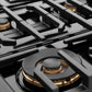 ZLINE Autograph Edition 48 in. Paramount Gas Rangetop with 8 Burners and Porcelain Cooktop in Black Satin Stainless Steel with Polished Gold Accents, Open Box-Good Condition