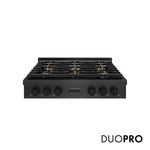 ZLINE 36 in. Paramount Gas Rangetop with 6 Burner DuoPro™ Cooktop in Black Satin Stainless Steel, Open Box-Good Condition
