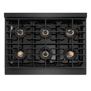 ZLINE 36 in. Paramount Gas Rangetop with 6 Burner DuoPro™ Cooktop in Black Satin Stainless Steel, Open Box-Great Condition