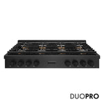 ZLINE 48 in. Paramount Gas Rangetop with 8 Burner DuoPro™ Cooktop in Black Satin Stainless Steel, Open Box-Good Condition