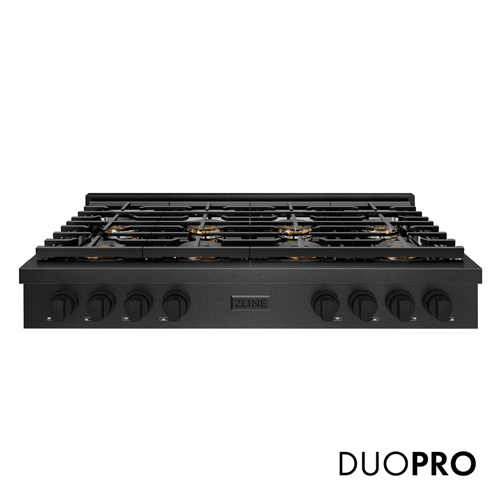 ZLINE 48 in. Paramount Gas Rangetop with 8 Burner DuoPro™ Cooktop in Black Satin Stainless Steel, Open Box-Good Condition