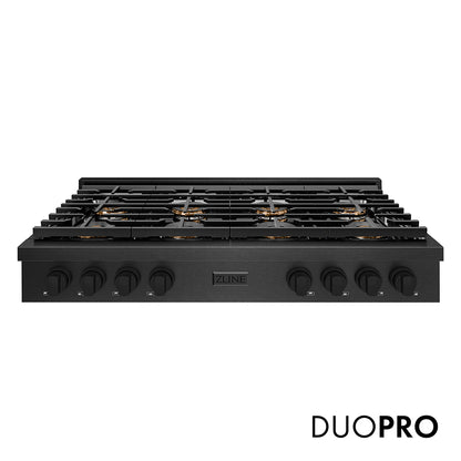 ZLINE 48 in. Paramount Gas Rangetop with 8 Burner DuoPro™ Cooktop in Black Satin Stainless Steel, Open Box-Good Condition