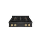 ZLINE Autograph Edition 30 in. Paramount Gas Rangetop with 4 Burner DuoPro™ Cooktop in Black Satin Stainless Steel and Champagne Bronze Accents (PSRTBSZ-30-CB) front.