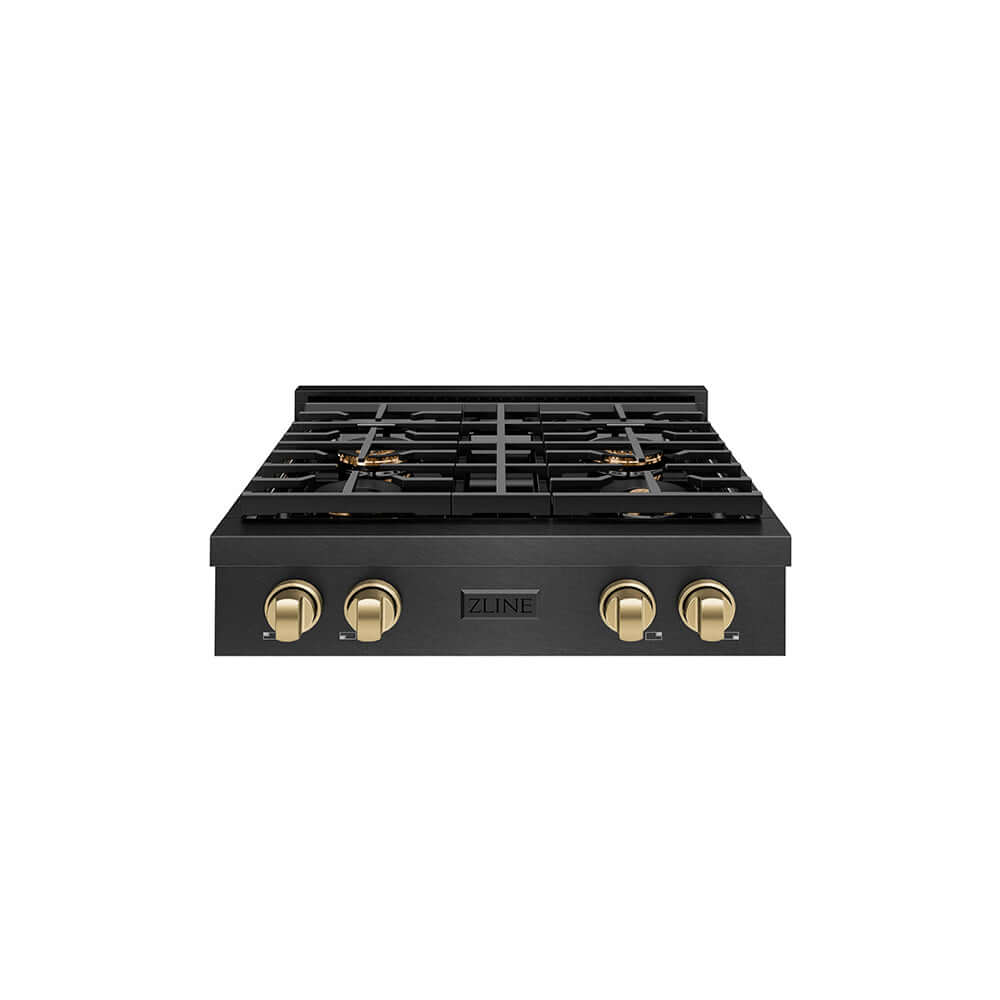 ZLINE Autograph Edition 30 in. Paramount Gas Rangetop with 4 Burner DuoPro™ Cooktop in Black Satin Stainless Steel and Champagne Bronze Accents, Open Box-Good Condition