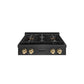 ZLINE Autograph Edition 30 in. Paramount Gas Rangetop with 4 Burner DuoPro™ Cooktop in Black Satin Stainless Steel and Polished Gold Accents, Open Box-Great Condition