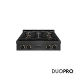 ZLINE Designer Collection 30 in. Paramount Gas Rangetop with 4 Burner DuoPro™ Cooktop in Black Satin Stainless Steel with Matte Black and Champagne Bronze Accents, Open Box-Good Condition