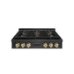 ZLINE Autograph Edition 36 in. Paramount Gas Rangetop with 6 Burner DuoPro™ Cooktop in Black Satin Stainless Steel and Champagne Bronze Accents, Open Box-Great Condition