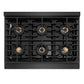 ZLINE Designer Collection 36 in. Paramount Gas Rangetop with 6 Burner DuoPro™ Cooktop in Black Satin Stainless Steel with Matte Black and Champagne Bronze Accents, Open Box-Good Condition