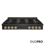 ZLINE Autograph Edition 48 in. Paramount Gas Rangetop with 8 Burner DuoPro™ Cooktop in Black Satin Stainless Steel and Champagne Bronze Accents, Open Box-Good Condition