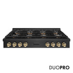 ZLINE Autograph Edition 48 in. Paramount Gas Rangetop with 8 Burner DuoPro™ Cooktop in Black Satin Stainless Steel and Polished Gold Accents, Open Box-Good Condition