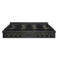 ZLINE Designer Collection 48 in. Paramount Gas Rangetop with 8 Burner DuoPro™ Cooktop in Black Satin Stainless Steel with Matte Black and Champagne Bronze Accents, Open Box-Great Condition