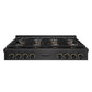 ZLINE Designer Collection 48 in. Paramount Gas Rangetop with 8 Burner DuoPro™ Cooktop in Black Satin Stainless Steel with Matte Black and Champagne Bronze Accents (PSRTBSZ-48-MBCB) front.