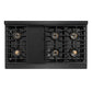 ZLINE Designer Collection 48 in. Paramount Gas Rangetop with 8 Burner DuoPro™ Cooktop in Black Satin Stainless Steel with Matte Black and Champagne Bronze Accents, Open Box-Good Condition