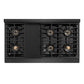 ZLINE Designer Collection 48 in. Paramount Gas Rangetop with 8 Burner DuoPro™ Cooktop in Black Satin Stainless Steel with Matte Black and Champagne Bronze Accents, Open Box-Great Condition