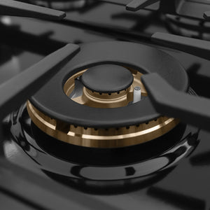 ZLINE 30 in. Classic Gas Rangetop with 4 Burners and Porcelain Cooktop in Stainless Steel (RT30), close-up, large gas burner.