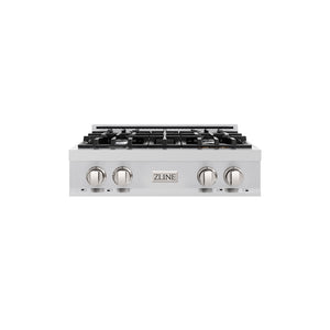 ZLINE 30 in. Classic Gas Rangetop with 4 Burners and Porcelain Cooktop in Stainless Steel (RT30) main image.